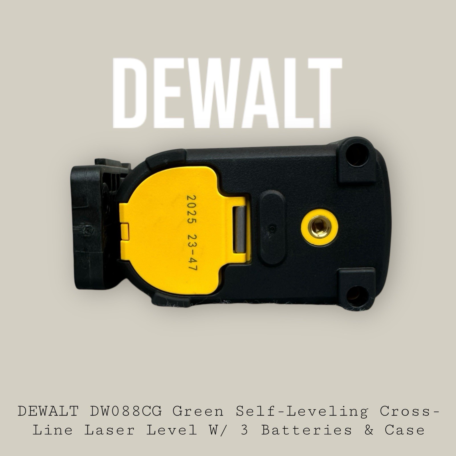 DEWALT DW088CG Green Self-Leveling Cross-Line Laser Level W/ 3 Batteries & Case