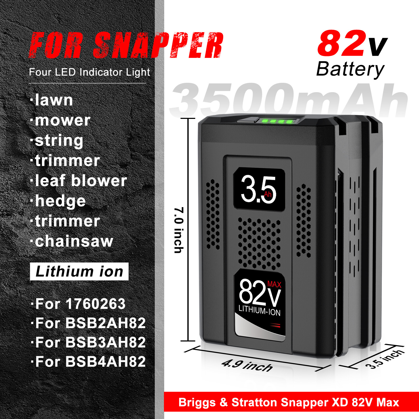 3.5Ah For Snapper XD 82V Max Lithium Ion Battery BSB2AH82 Cordless Power 1760514