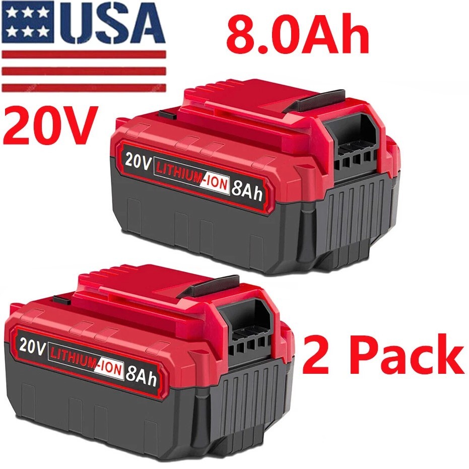 2Pack 20V 8.0Ah 20 Volt Lithium-ion Battery for Porter Cable MAX PCC685L PCC680L