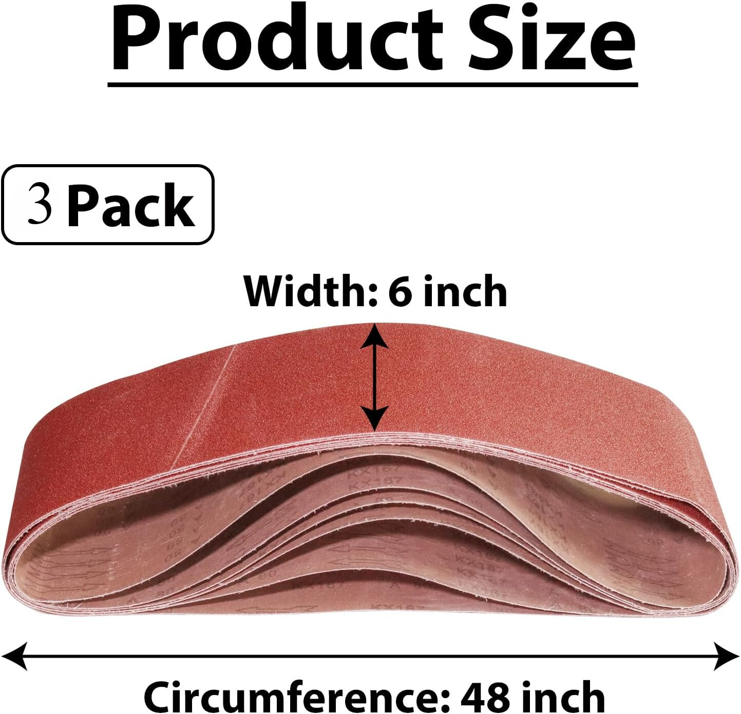 3PACK 6x48inch 150 Grit Aluminum Oxide Sanding Belts 150x1219mm for Metal & Wood