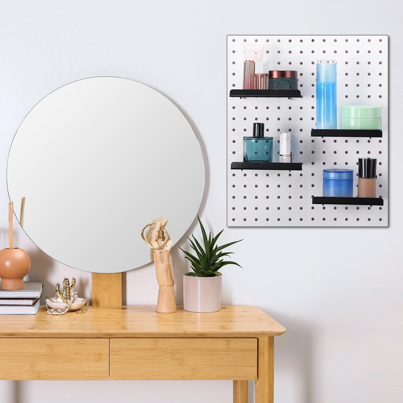 Coume 4 Pack Pegboard Shelves Wall Organizer Peg Board Shelf Brackets Black