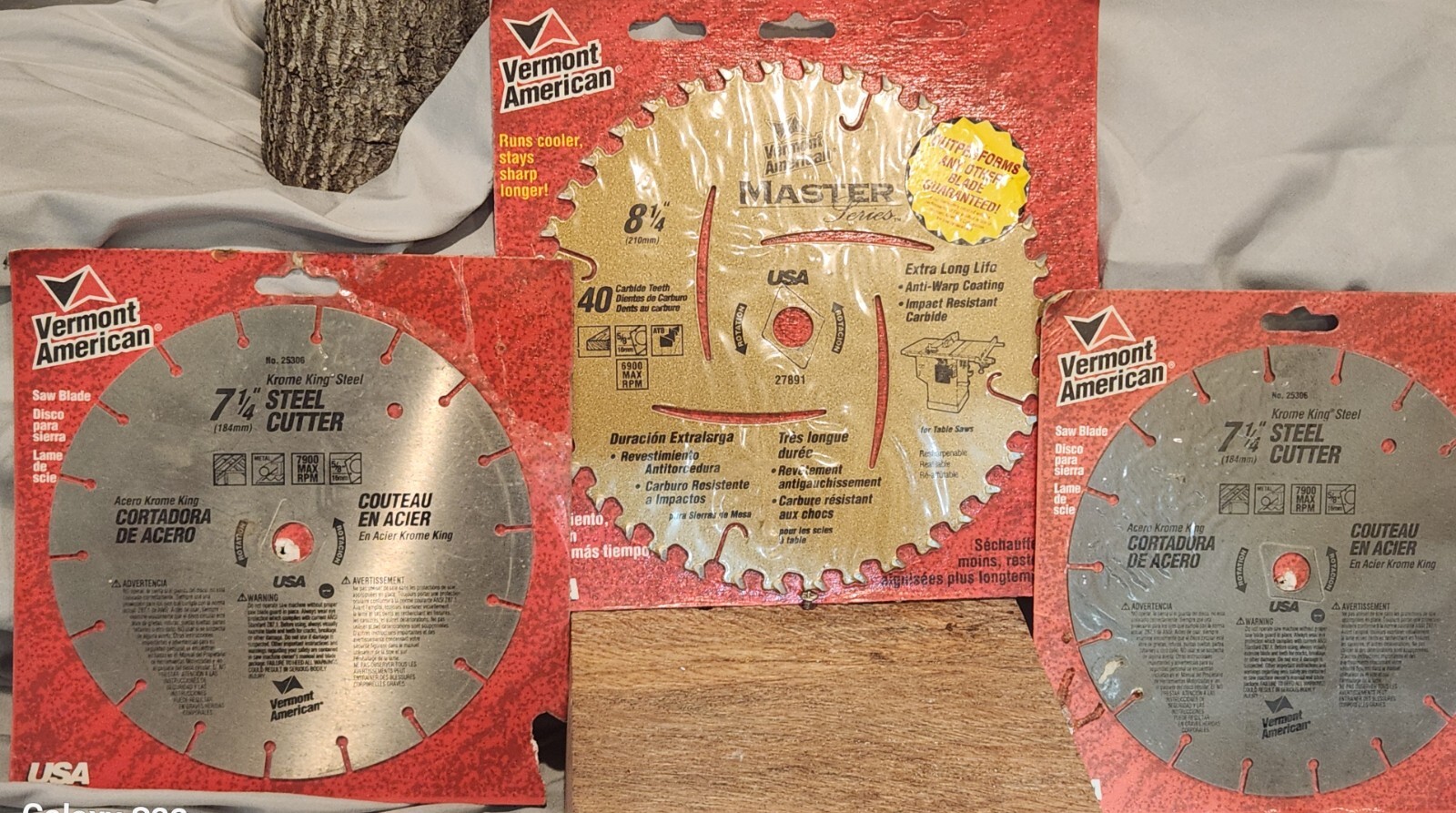 YEAR END SALE EVENT: SET OF 3-VERMONT AMERICAN STEEL 2 & WOOD 1 BLADES.