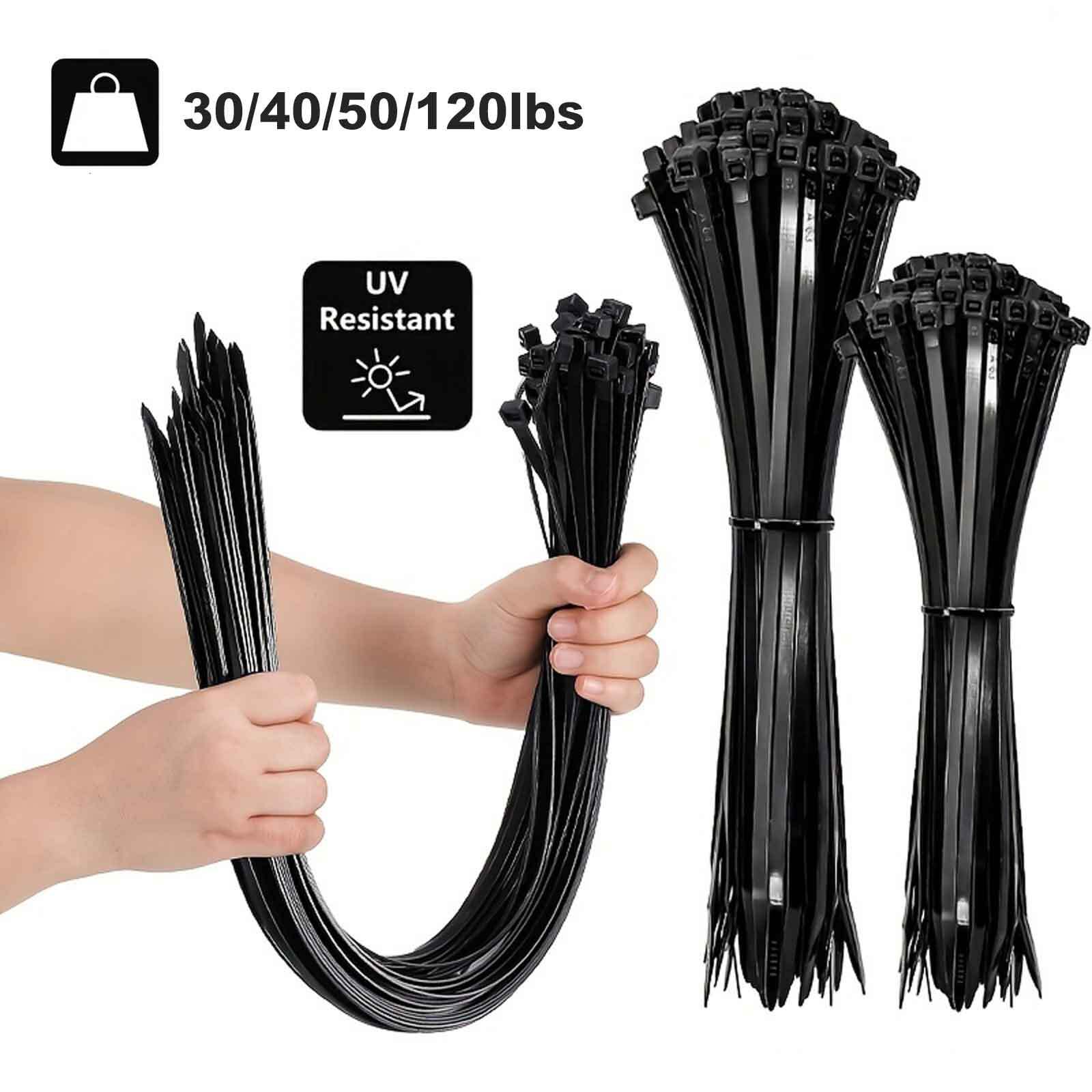 Heavy Duty Zip Ties 14.5″ 12″ 8″ UV Resistant Nylon Cable Ties Cord 120/50/30lbs