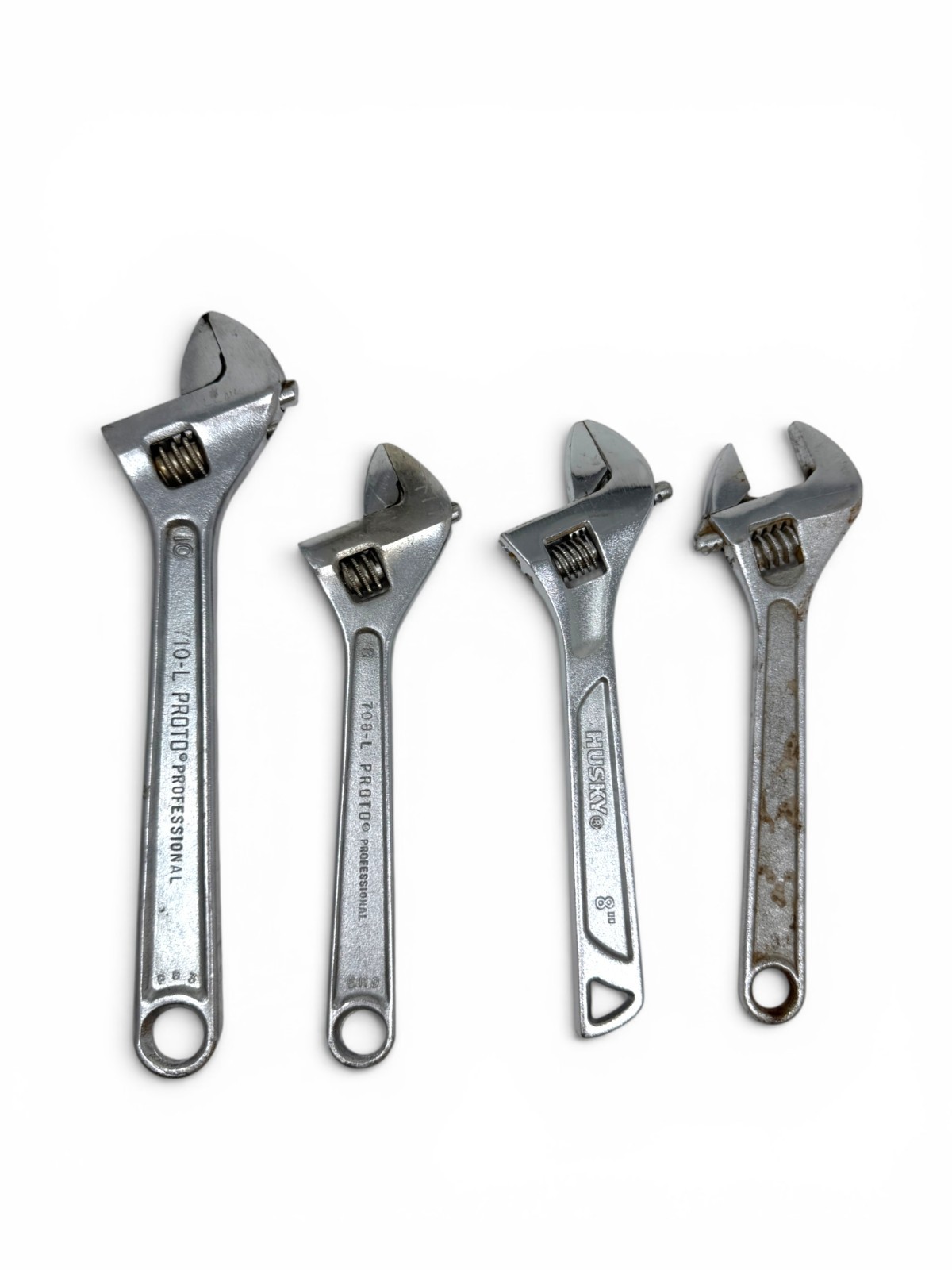 Proto Clik-Stop Husky & Unbranded 8″ 10″ Adjustable Wrench Lot – 4 Pcs Set