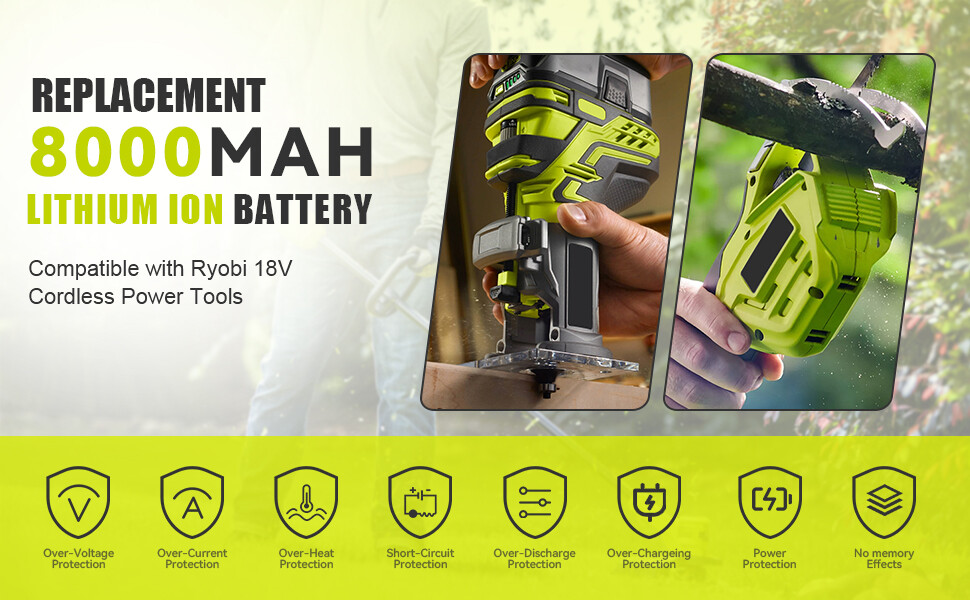 2Pack 8.0Ah For RYOBI P108 One+ Plus 18 Volt High Capacity Lithium-Ion Battery
