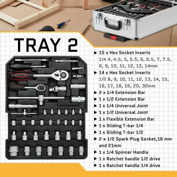 799 Piece Household Repair Tool Set with Trolley Case Mechanics Kit Silver