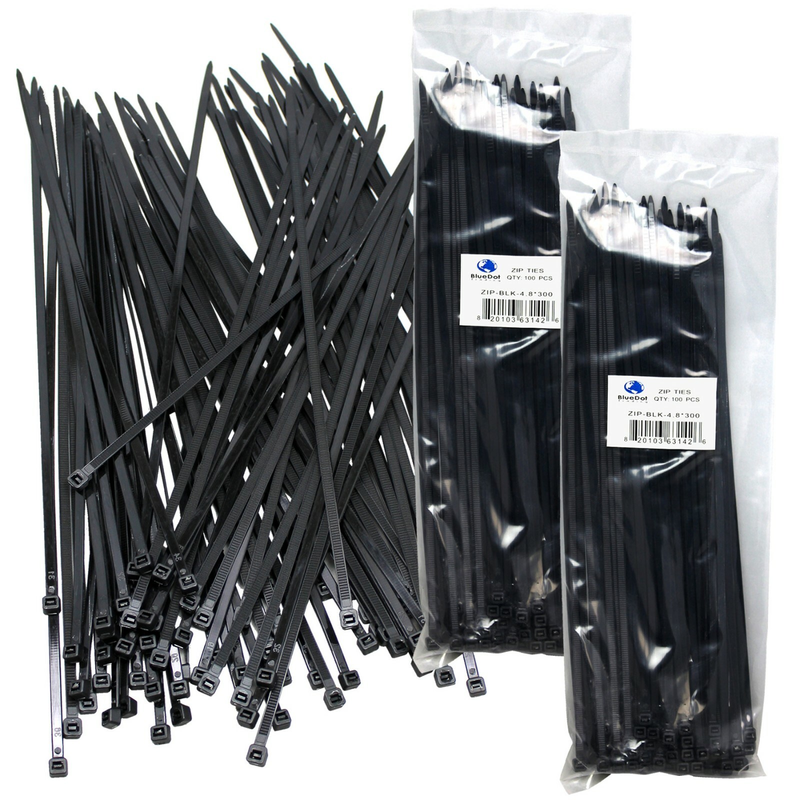 200 Pack Cable Ties Tie Wraps Plastic Nylon Zip Ties Strong Extra Long NEW 12″