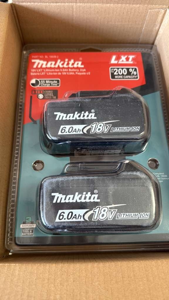 Genuine Makita BL1860B-2 18V 6.0Ah Lithium Battery 2-Pack – NEW – Ships from USA
