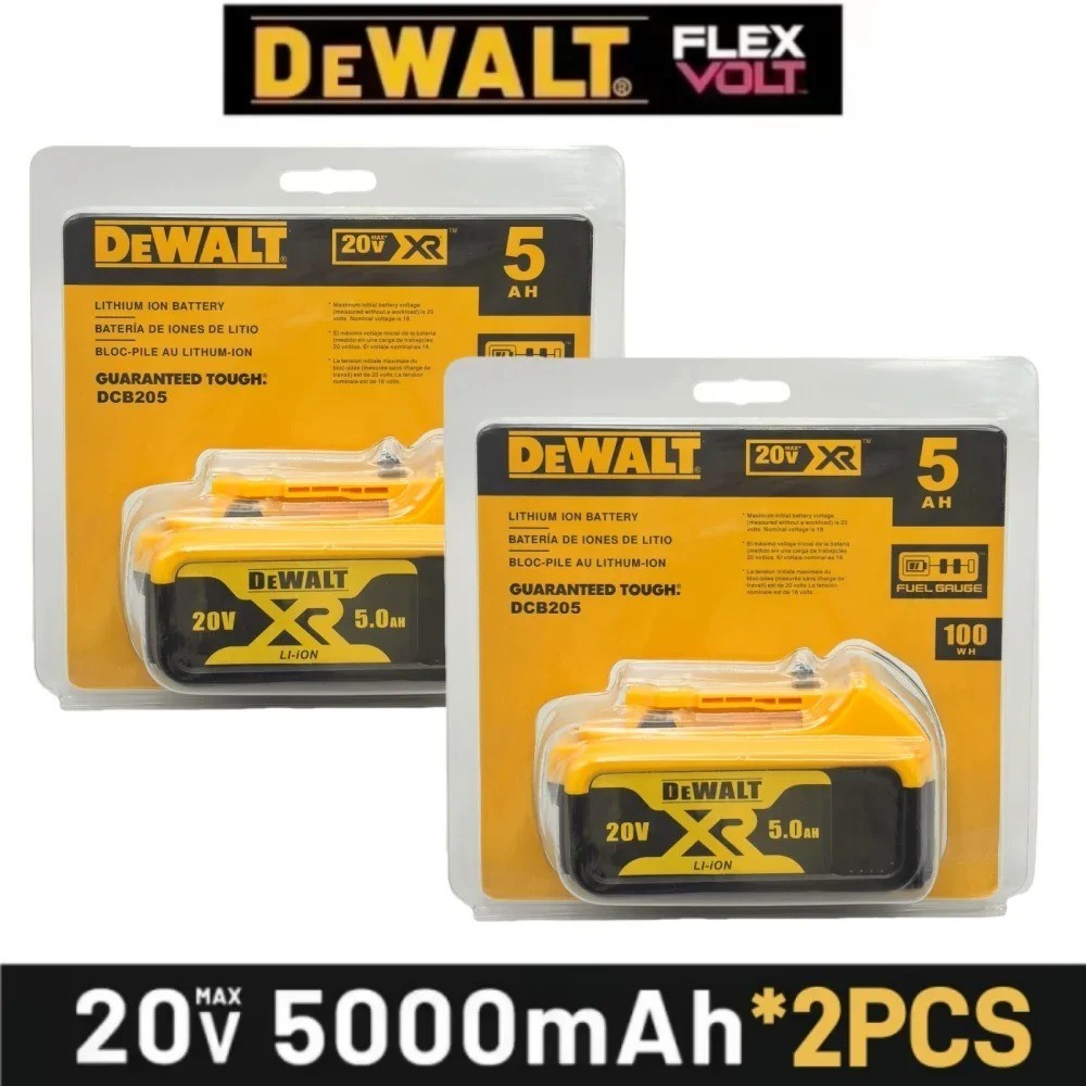 2 Packs New DEWALT DCB205 20V Max XR 5.0Ah Lithium-Ion Battery for Tools US