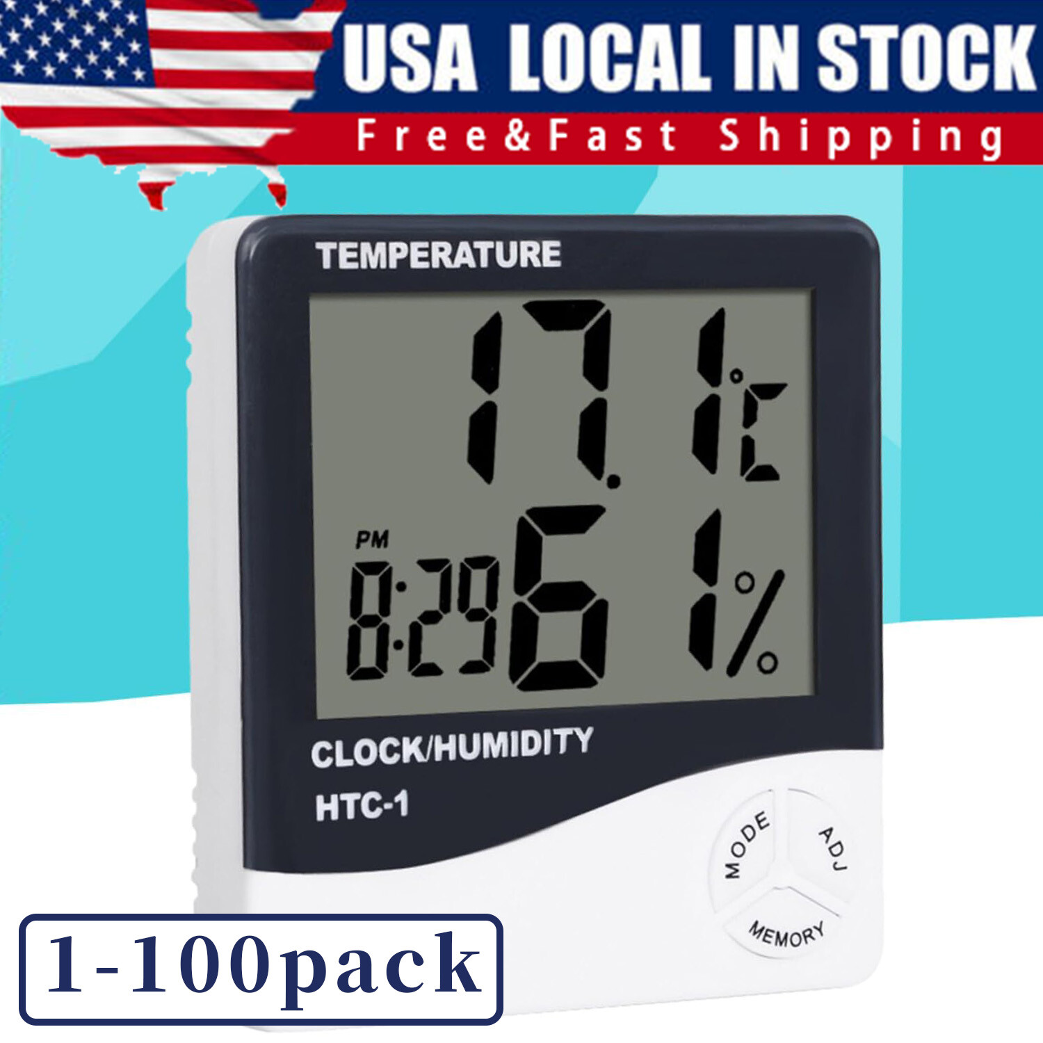 Thermometer Indoor Digital LCD Hygrometer Temperature Humidity Meter Alarm Clock