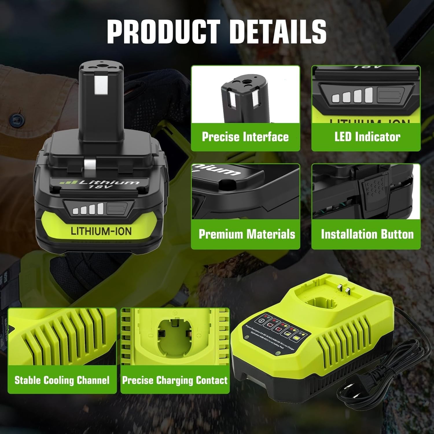 2PACK 2.0Ah For RYOBI 18V Battery /Charger One Plus High Capacity P109 Lithium