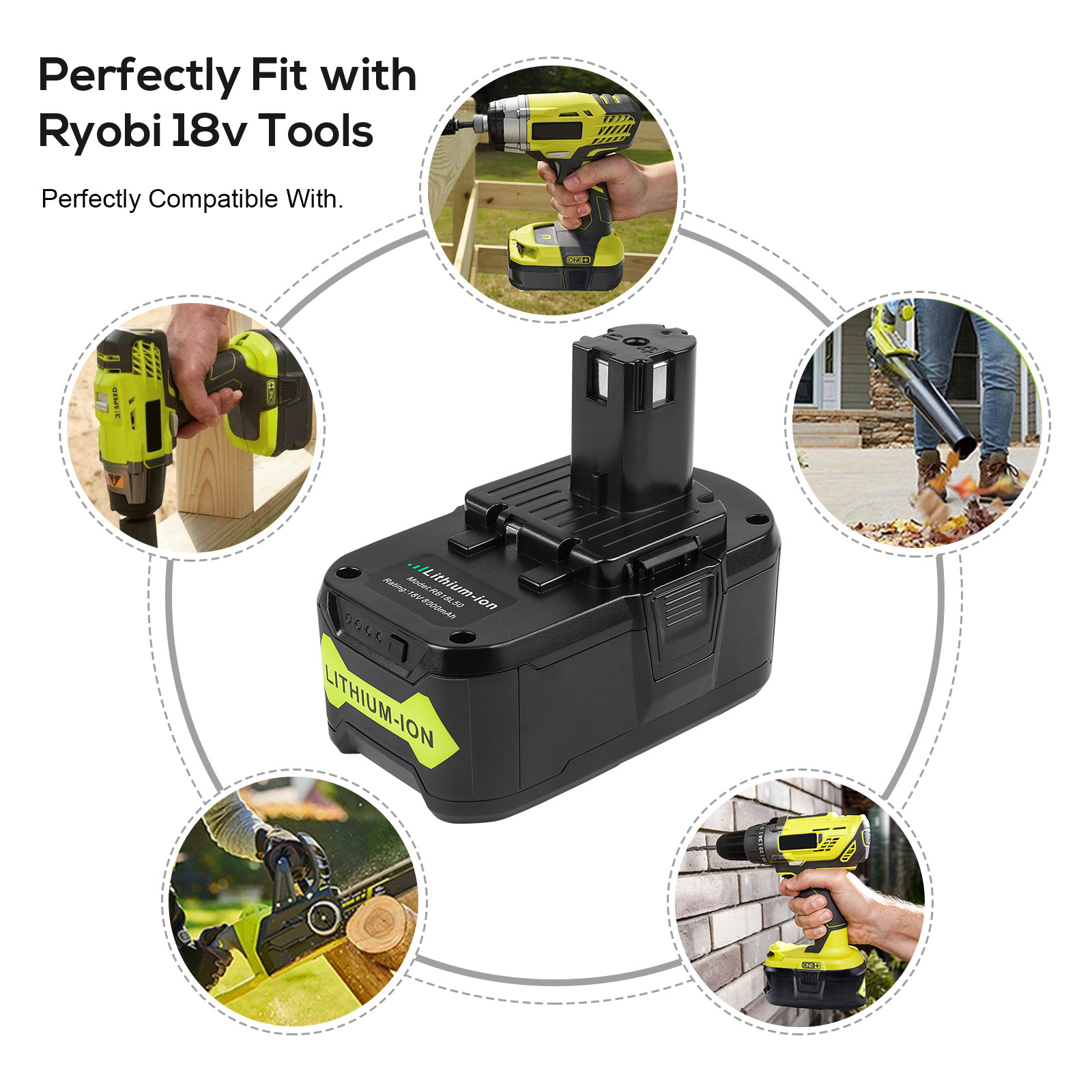 12.0Ah 8.0Ah Battery For RYOBI 18V High Capacity Li-Ion One+ Plus 18/40V Charger