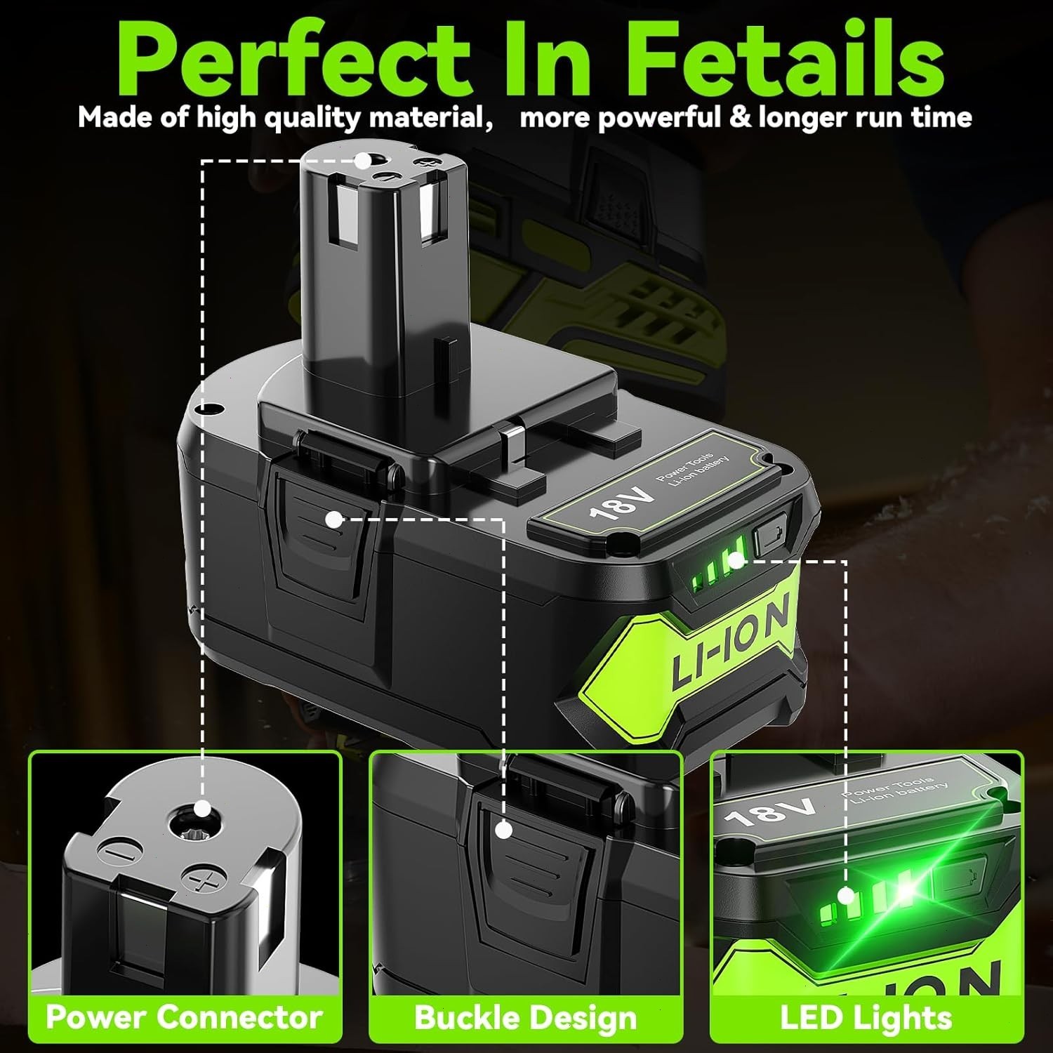 2PACK 8Ah For RYOBI P108 18V 8000mAh High Capacity Battery 18Volt Lithium-Ion