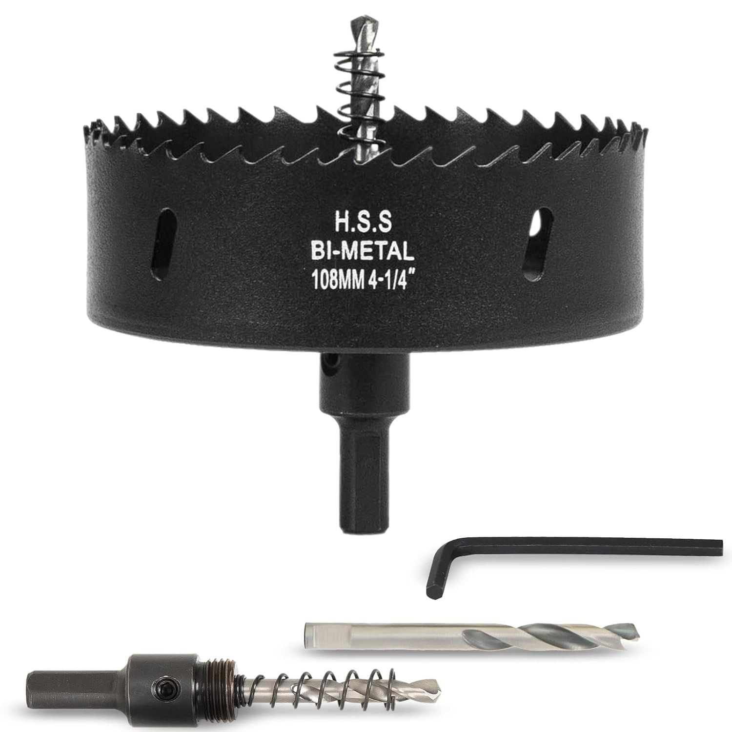 4-1/4 Inch Hole Saw with Arbor for Wood Metal Plastic, 4.25 in Bimetal Hole Cutt