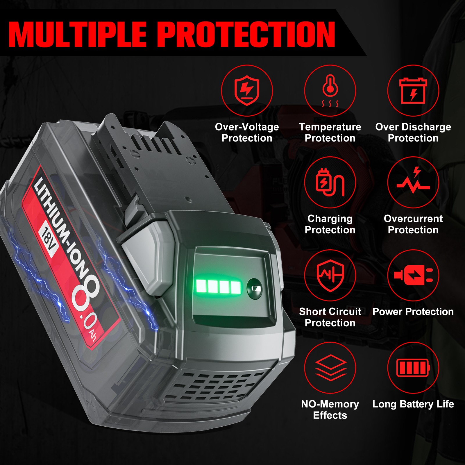 For Milwaukee 18V Battery 8000mAh 8ah For M18 18V 48-11-1860 48-11-1840 Battery