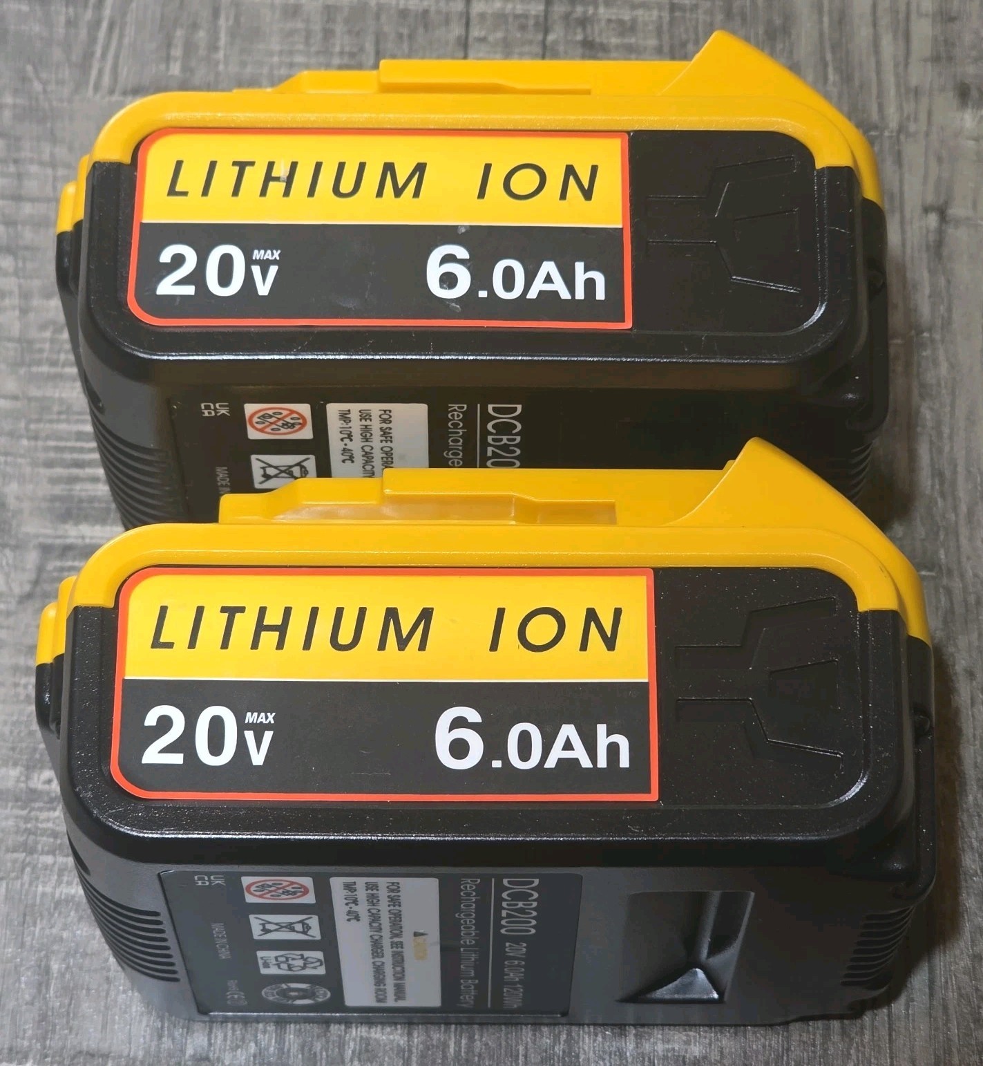 2 PACK UNBRANDED AFTERMARKET 20V MAX 6.0AH DCB200 DCB205 BATTERY FOR DEWALT 120W