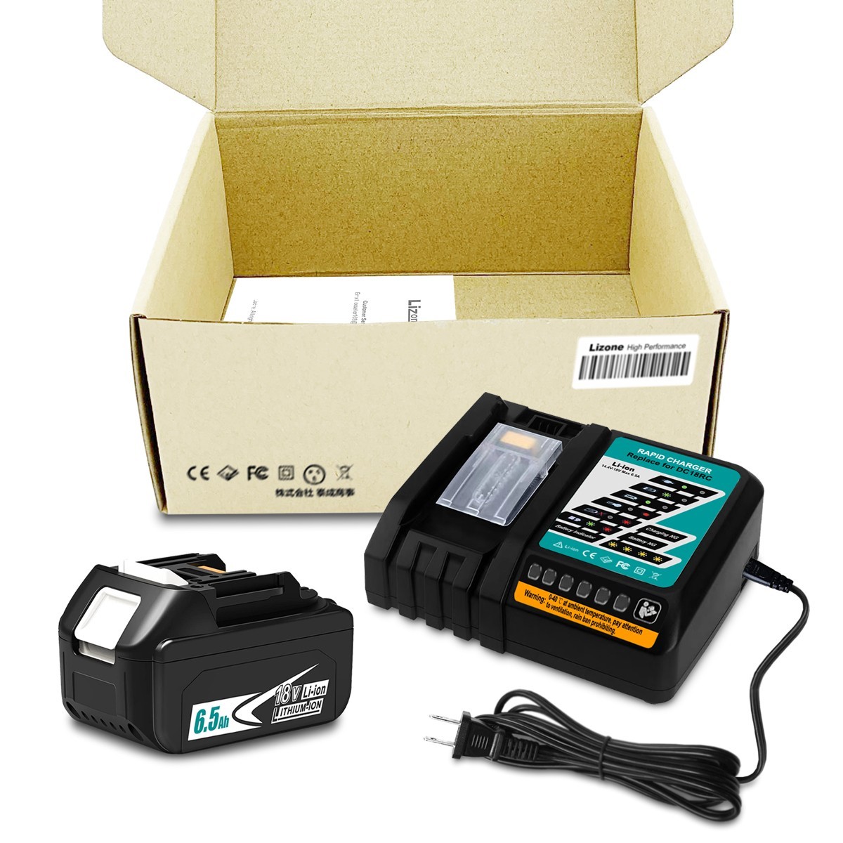 NEW 6.5Ah Battery and Charger For Makita 18V LXT Lithium BL1830 BL1850 BL1860