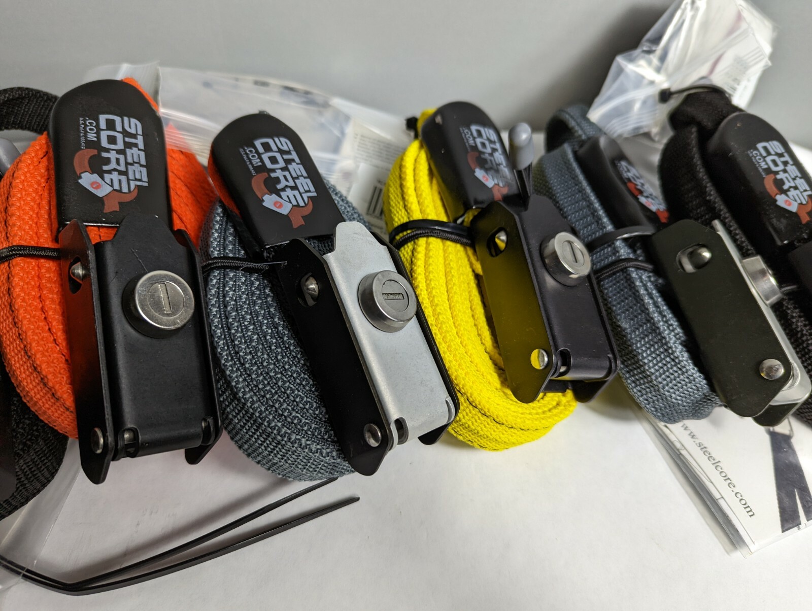 Steel Core Tie-down Strap with Lockable Latch; 2 lengths and 4 color options