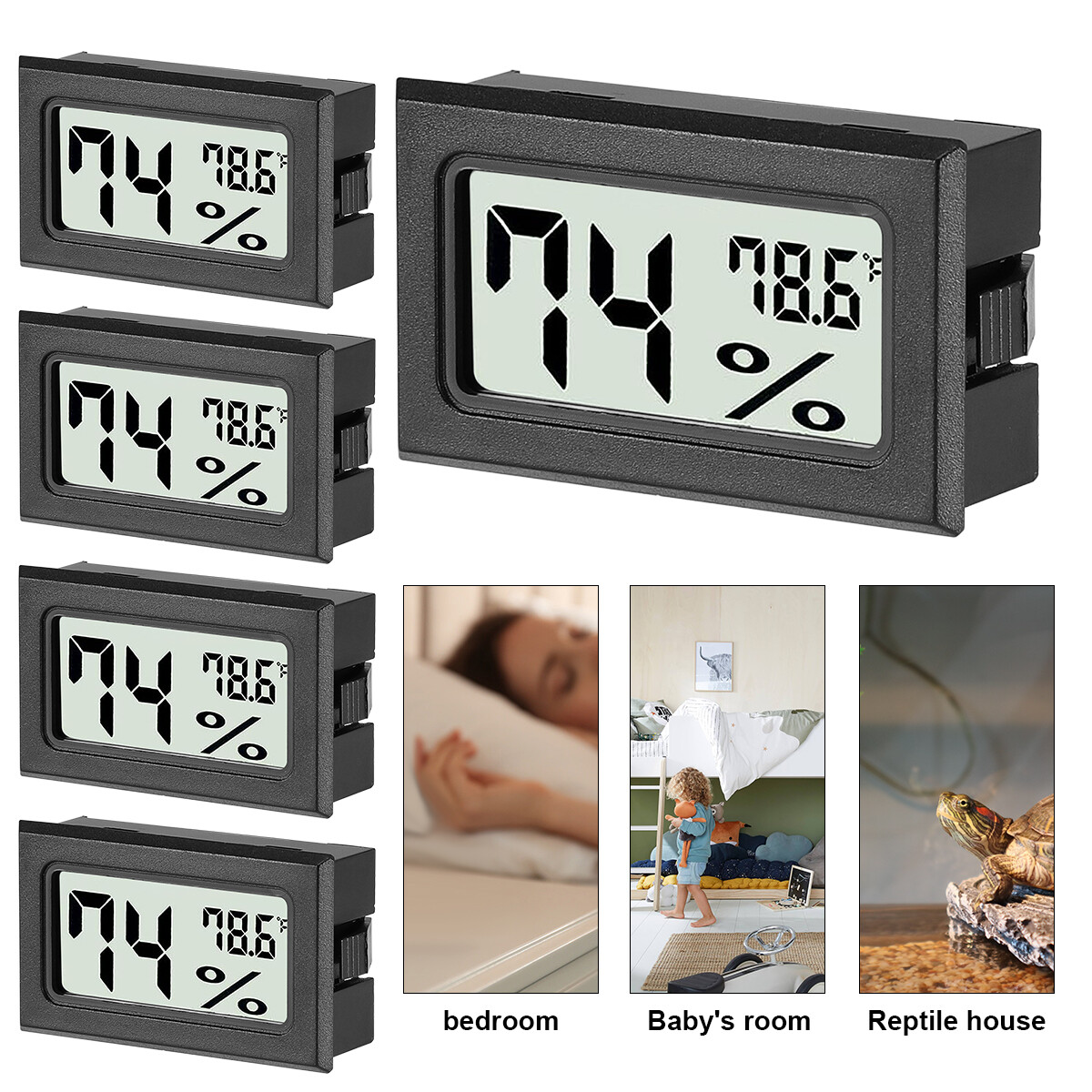 Digital LCD Hygrometer Humidity Meter Tester Reptile Temperature Thermometer US