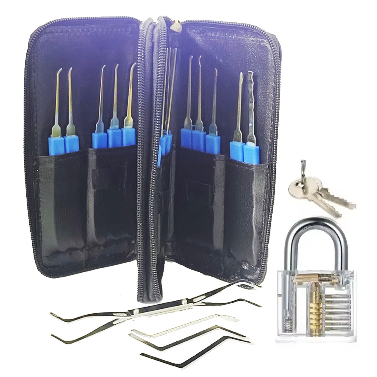 24in1Set Stainless Steel Multifunctional Key Kit with Transparent Padock