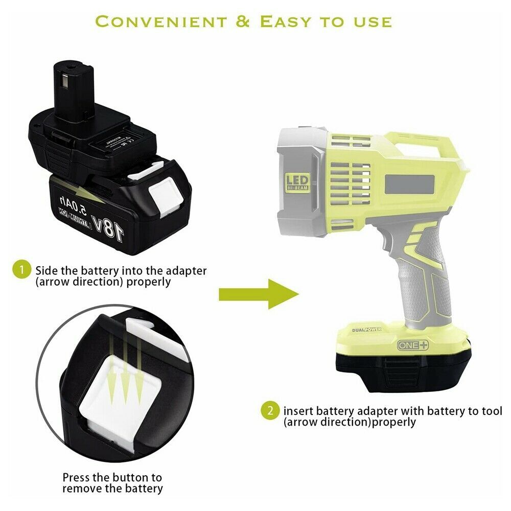 Converter Adapter For Makita 18V LXT Li-ion Battery To For RYOBI 18V Power Tools