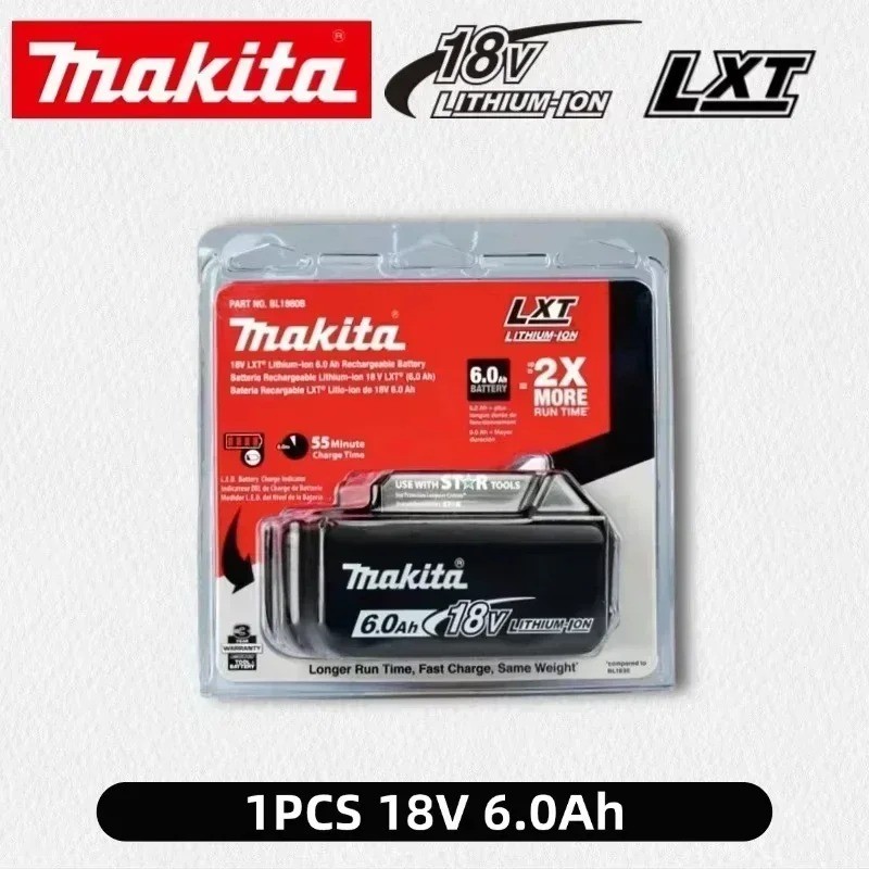 Makita 18V LXT Lithium-Ion 6.0 Ah Battery- BL 1860B – NEW FREE USA SHIP