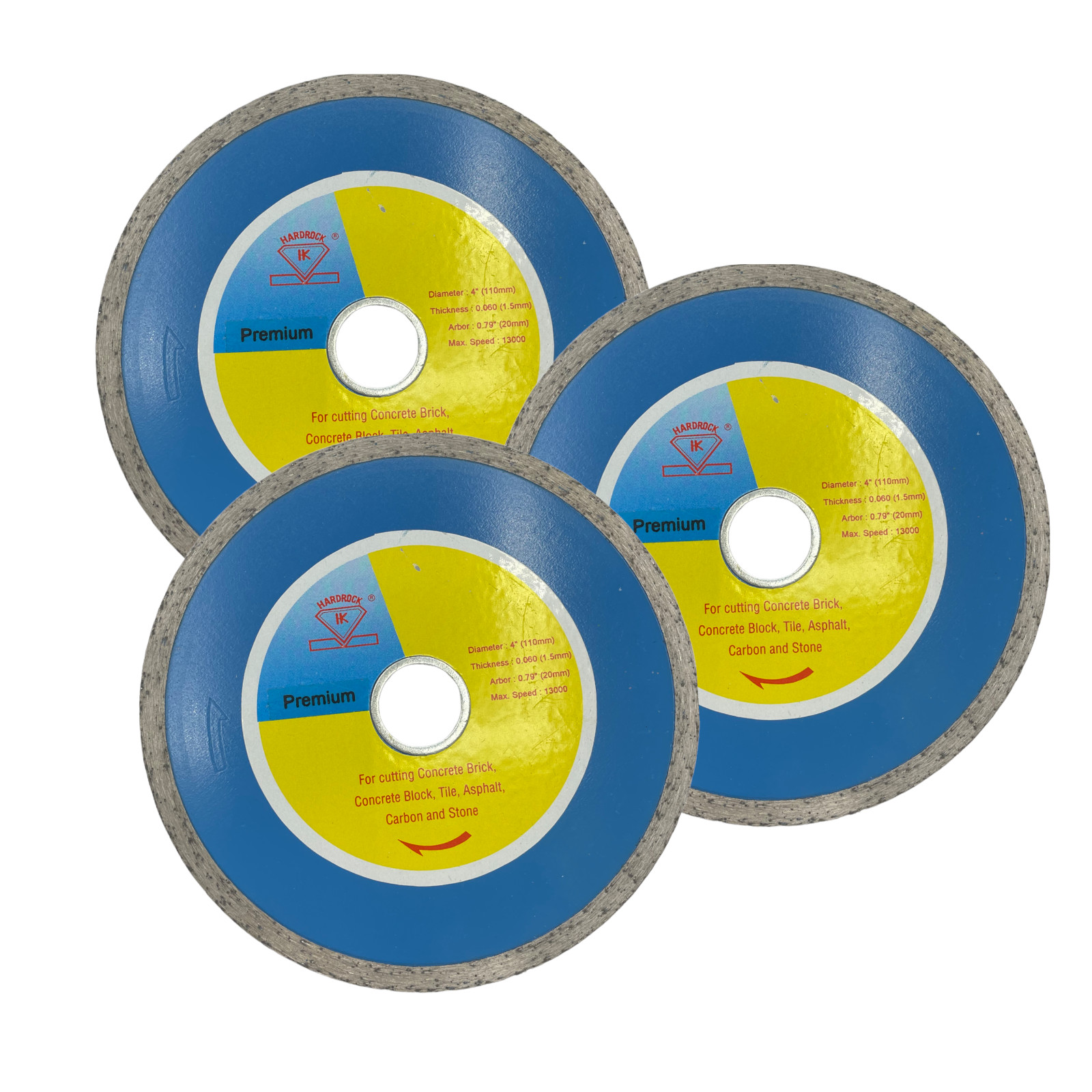 3 Pack 4″ Diamond Tile Continuous Rim Saw Blade Cut Tile Stone Porcelain Brick