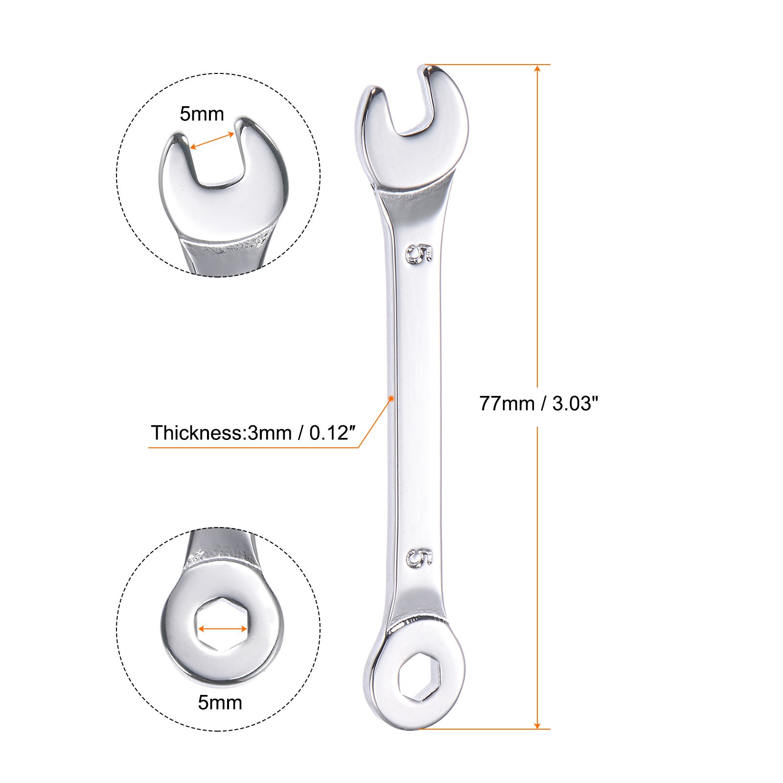 1Pcs 5mm Thin 6-Point Combination Wrench Repair High Carbon Steel Metric