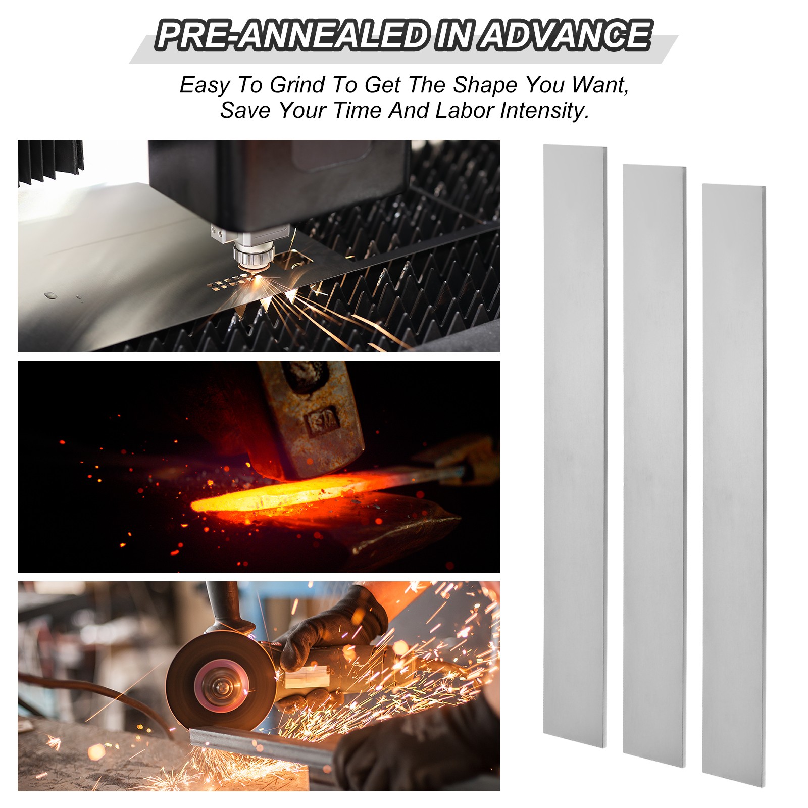1 PCS E52100 Steel for Knife 12″ x 1-1/2″ x 1/8″ Hot Rolled