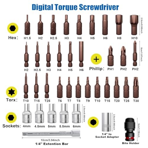 Digital Torque Screwdriver, 0.4-26.6 in-lbs (0.045 0.4-26.6 in-lbs/0.045-3 Nm