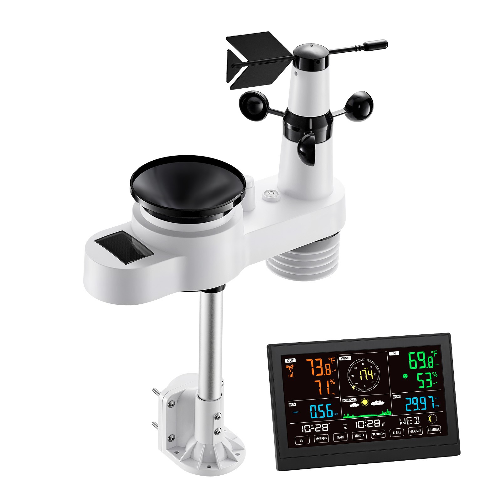 Uimoso 5-in-1 Wireless Weather Station 7.5” Display and Indoor-Outdoor Sensor
