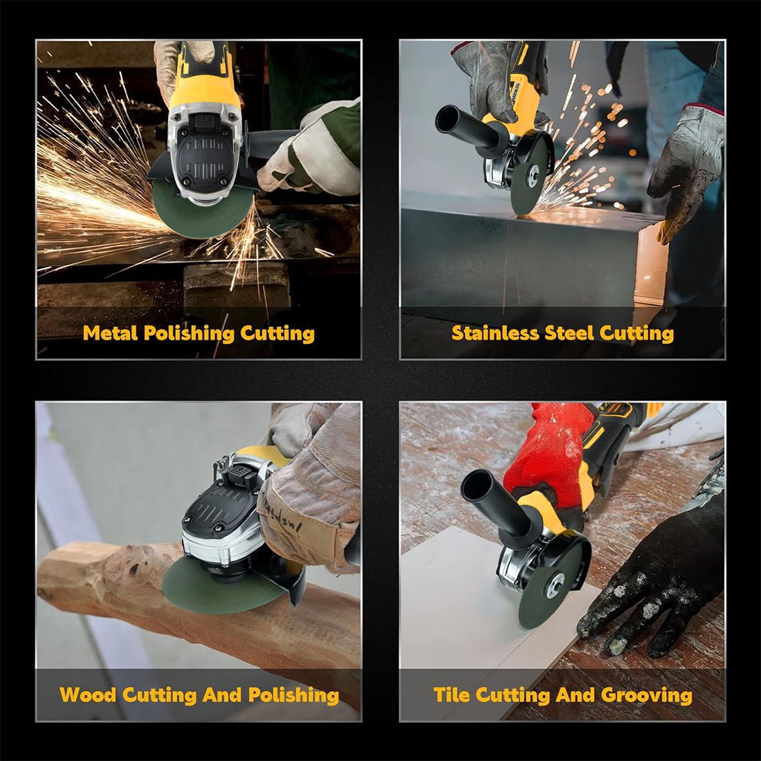 Cordless Brushless 4-1/2 Angle Grinder for Dewalt 20V Battery 9000 RPM Tool