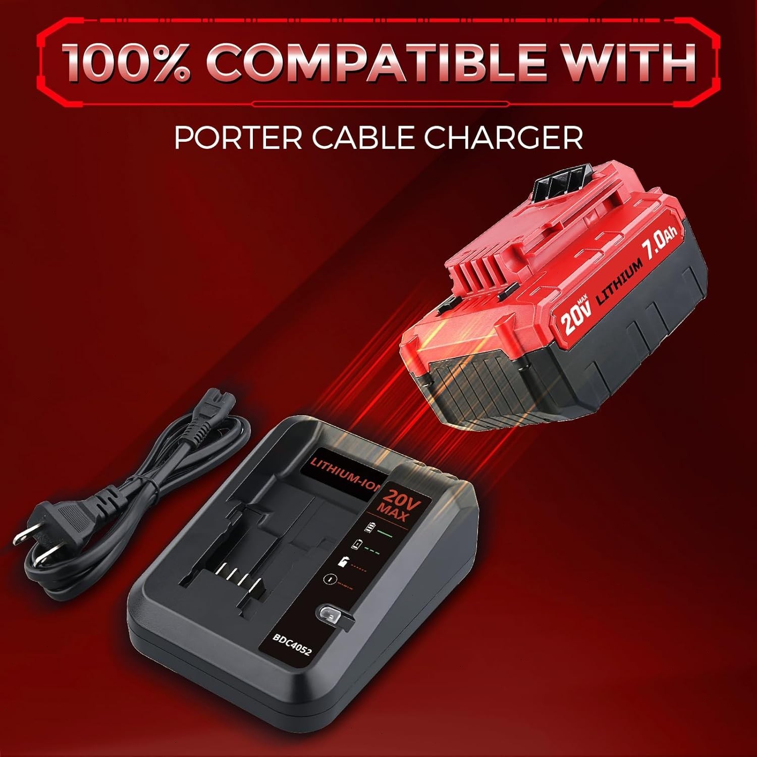 2Pack 8.0Ah 20Volt Lithium-Ion Battery for PORTER CABLE 20V Max PCC680L PCC685L