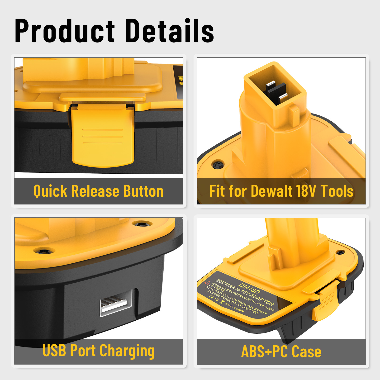 DM18D Converter Compatible with Dewalt 20V Battery & Milwaukee 18V Battery