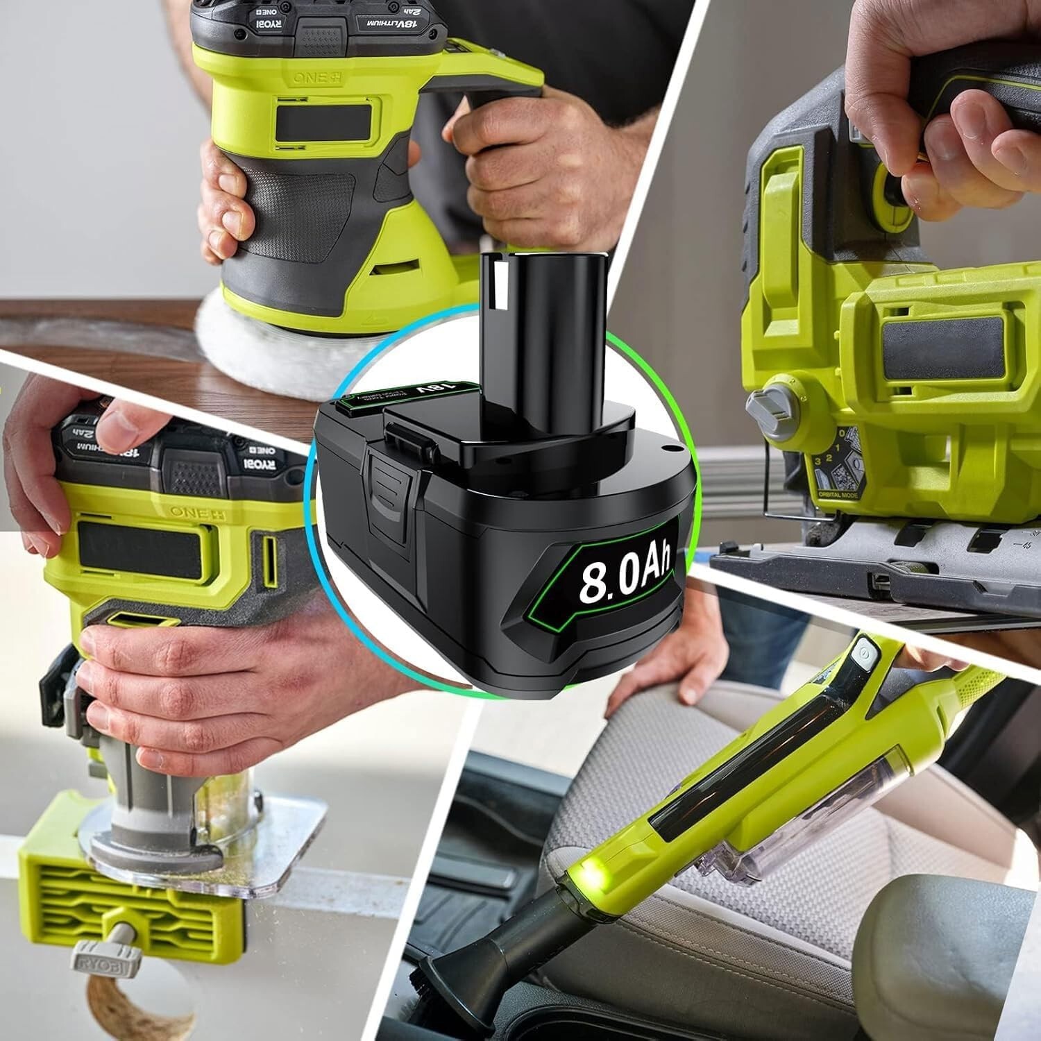 2PACK 8Ah For RYOBI P108 18V 8000mAh High Capacity Battery 18Volt Lithium-Ion