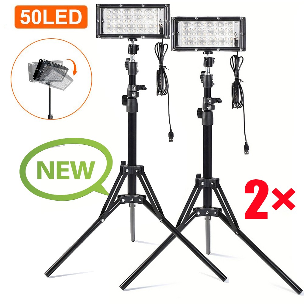 2pcs Adjustable 22000 Lumen LED Work Lights with Foldable Tripod Stand 6500K