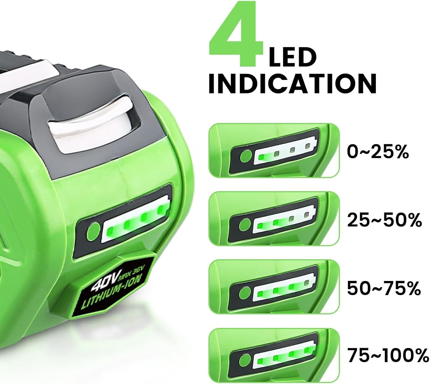 40V 8.0Ah For Greenworks G-MAX 40 Volt Lithium Battery 29472 29462 29252 20202