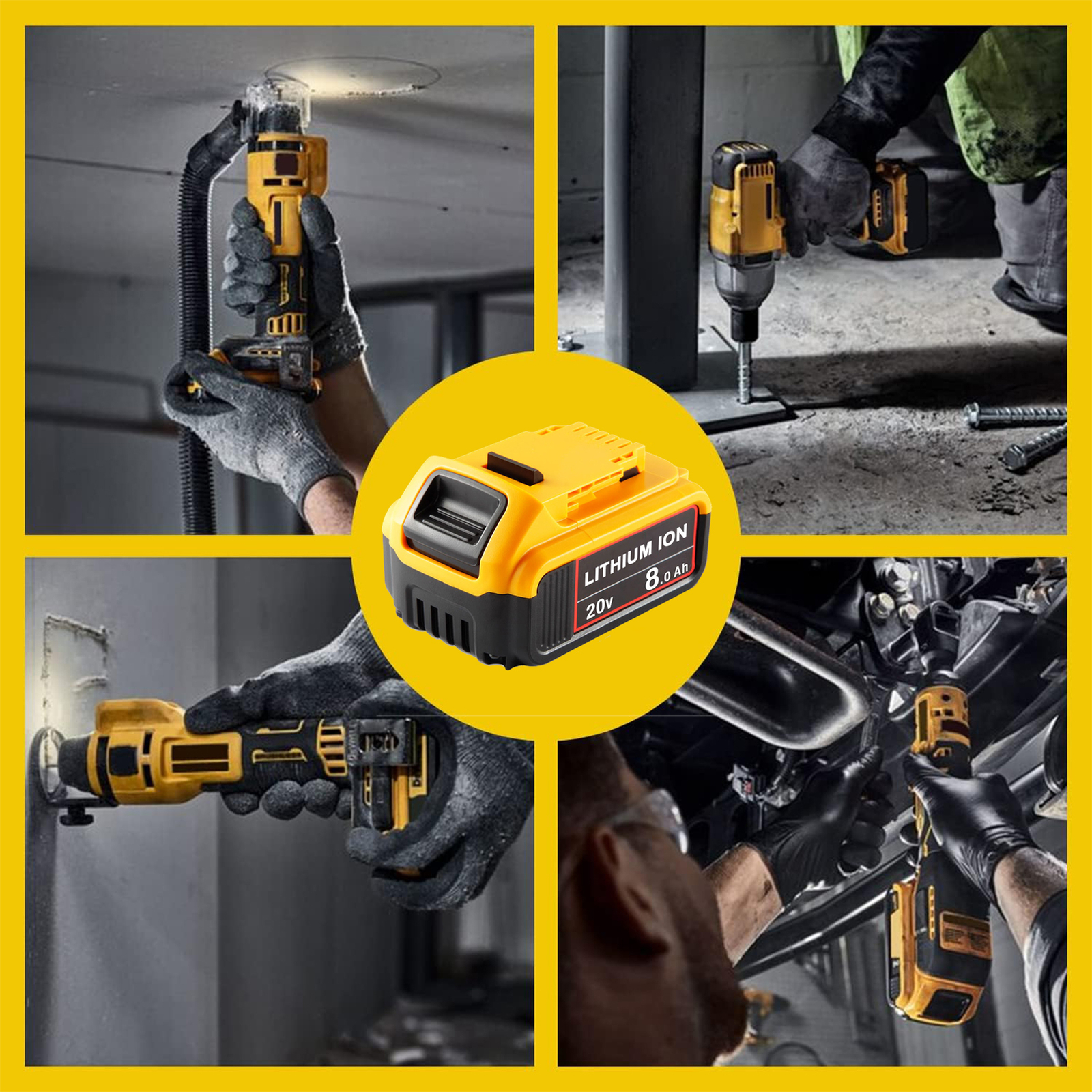 Pack For DeWalt 20V 20 Volt Max XR 8.0AH Lithium Ion Battery DCB206-2 DCB205-2