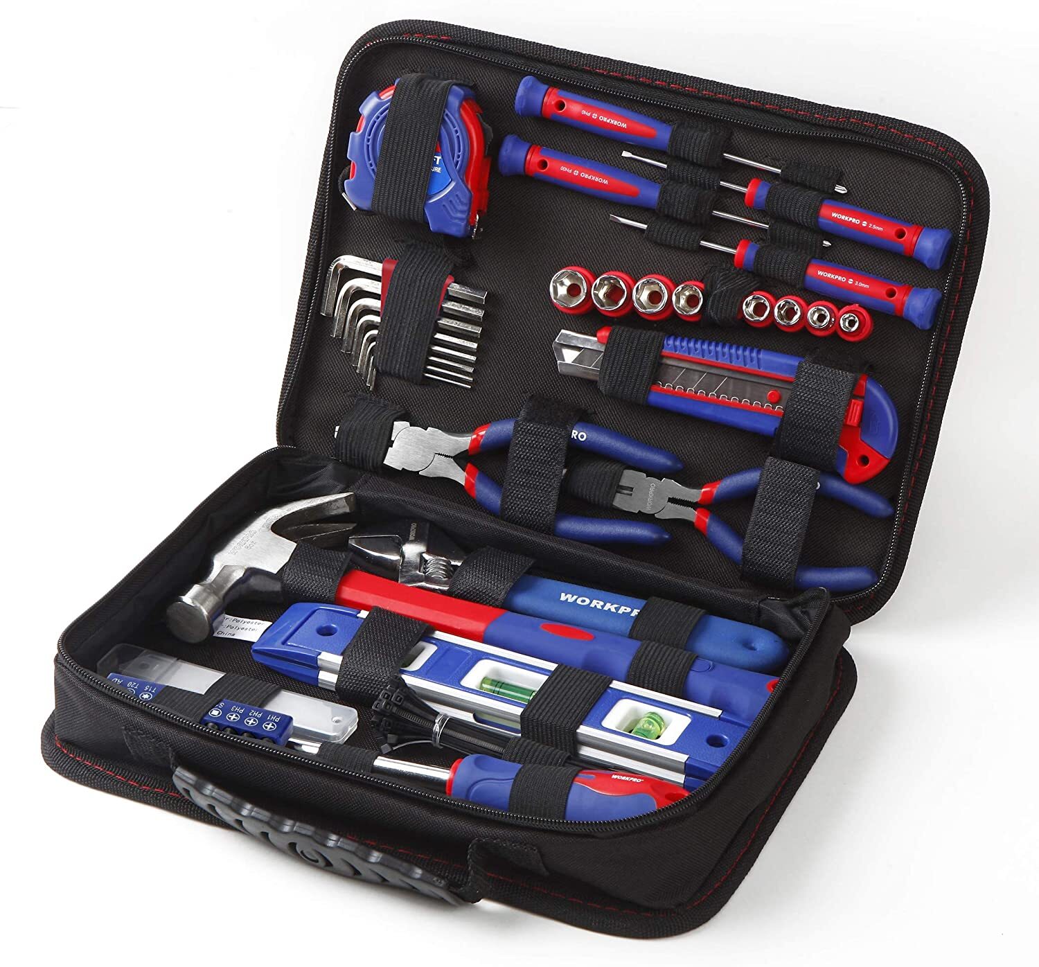 WORKPRO 100PC Home Tool Kit Drawer Household Hand Tool Set w/Easy Carrying Pouch