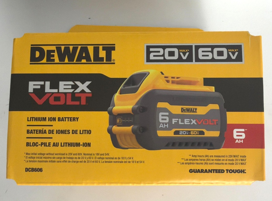 [NEW] (DCB606) DEWALT 20V MAX*/60V MAX* FLEXVOLT 6Ah Battery