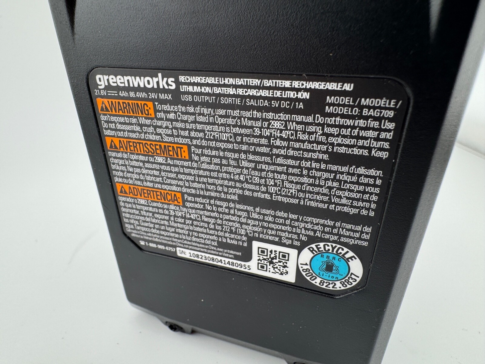 GENUINE GREENWORKS 24V 4.0AH USB BATTERY – [BAG709]