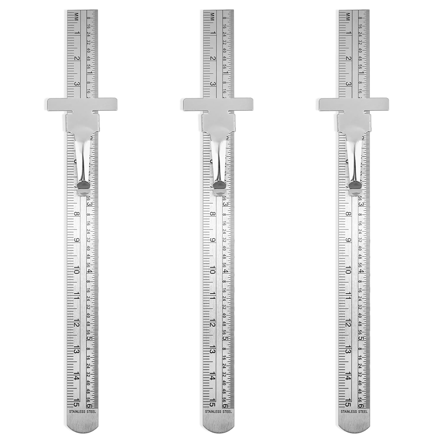 3 Pack 6 Inch Pocket Ruler Metric Stainless Steel Pocket Rulers Machinist Ruler