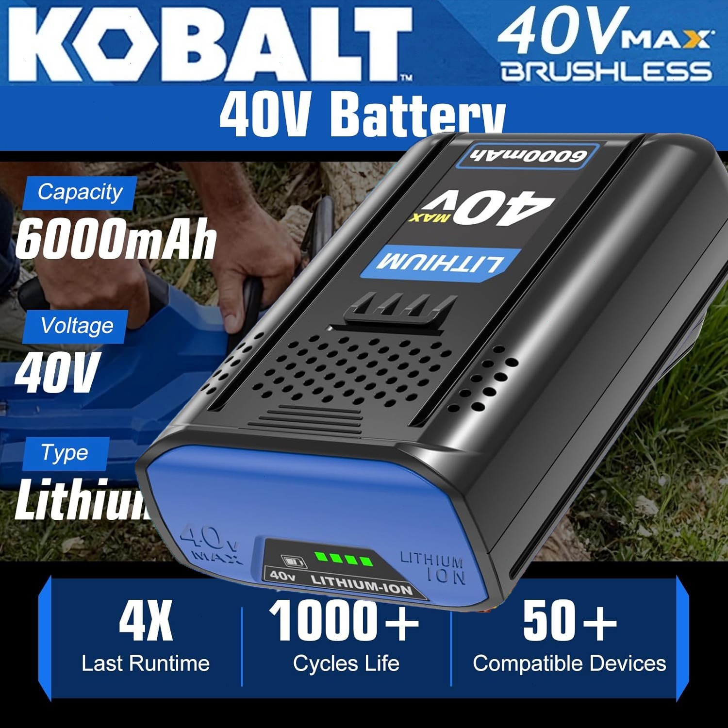 PACK NEW For Kobalt 40v MAX 6.0 Ah Extended Run Li-Ion Battery KB440-03 KB540-06