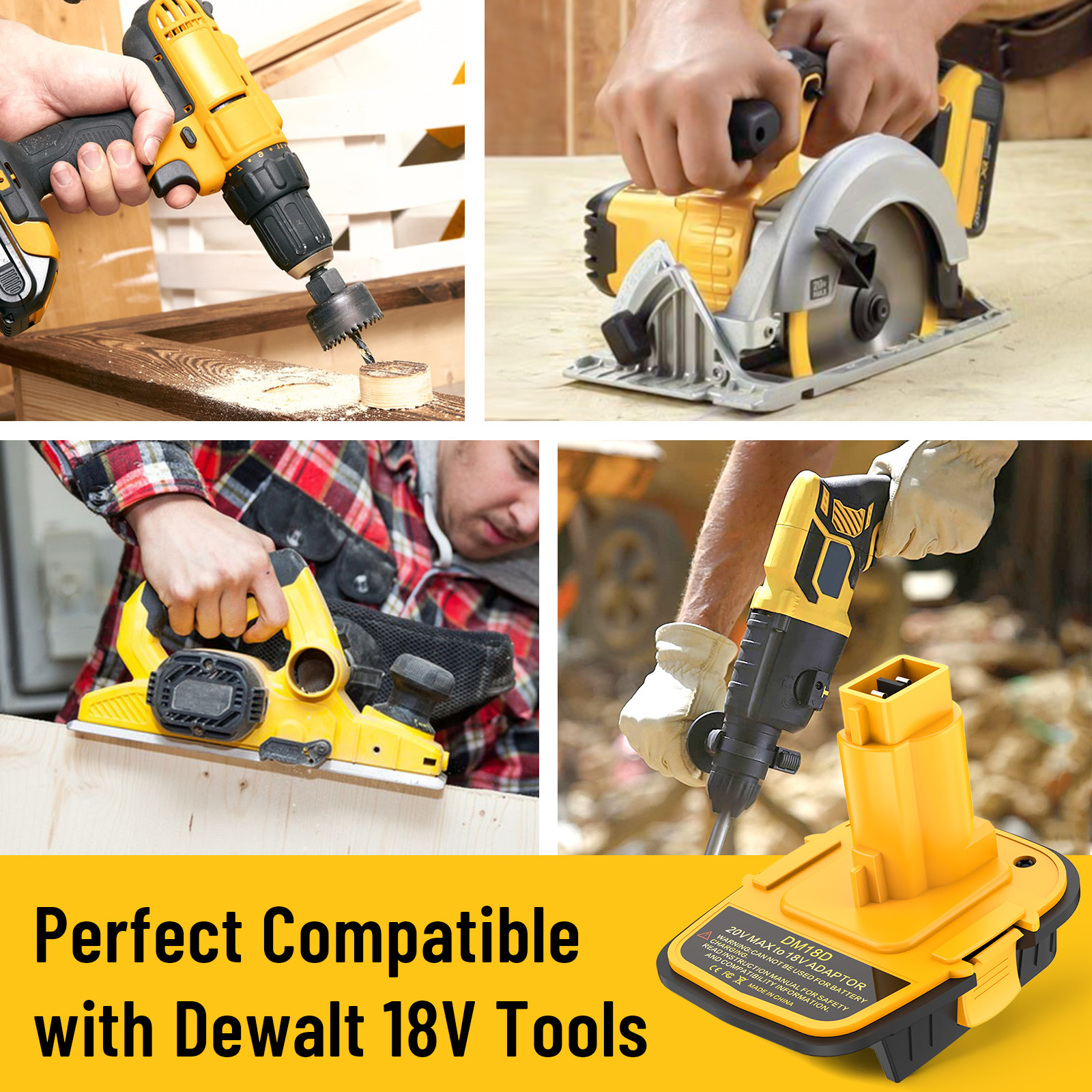 DM18D Converter Compatible with Dewalt 20V Battery & Milwaukee 18V Battery