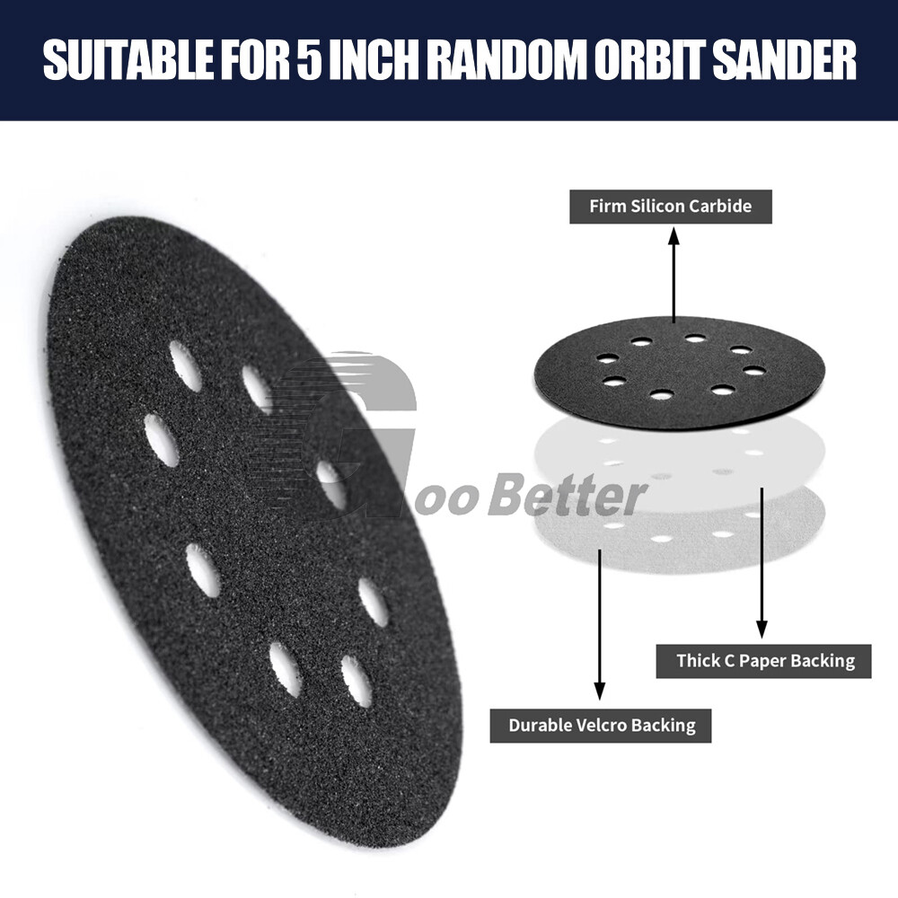5in Sanding Discs 400-2000 Grit Hook Loop Wet Dry Sandpaper Orbital Sander Paper