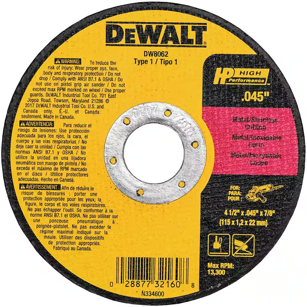 7 Amp 4.5 In. Small Angle Grinder with 1-Touch Guard and 4.5 In. X 0.045 In. X 7