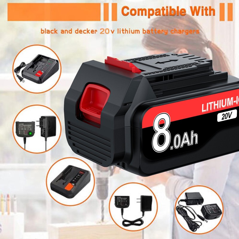 8000mAh 20V LB2X4020 Battery FOR Black and Decker 20V MAX Lithium LBXR20 LBX20