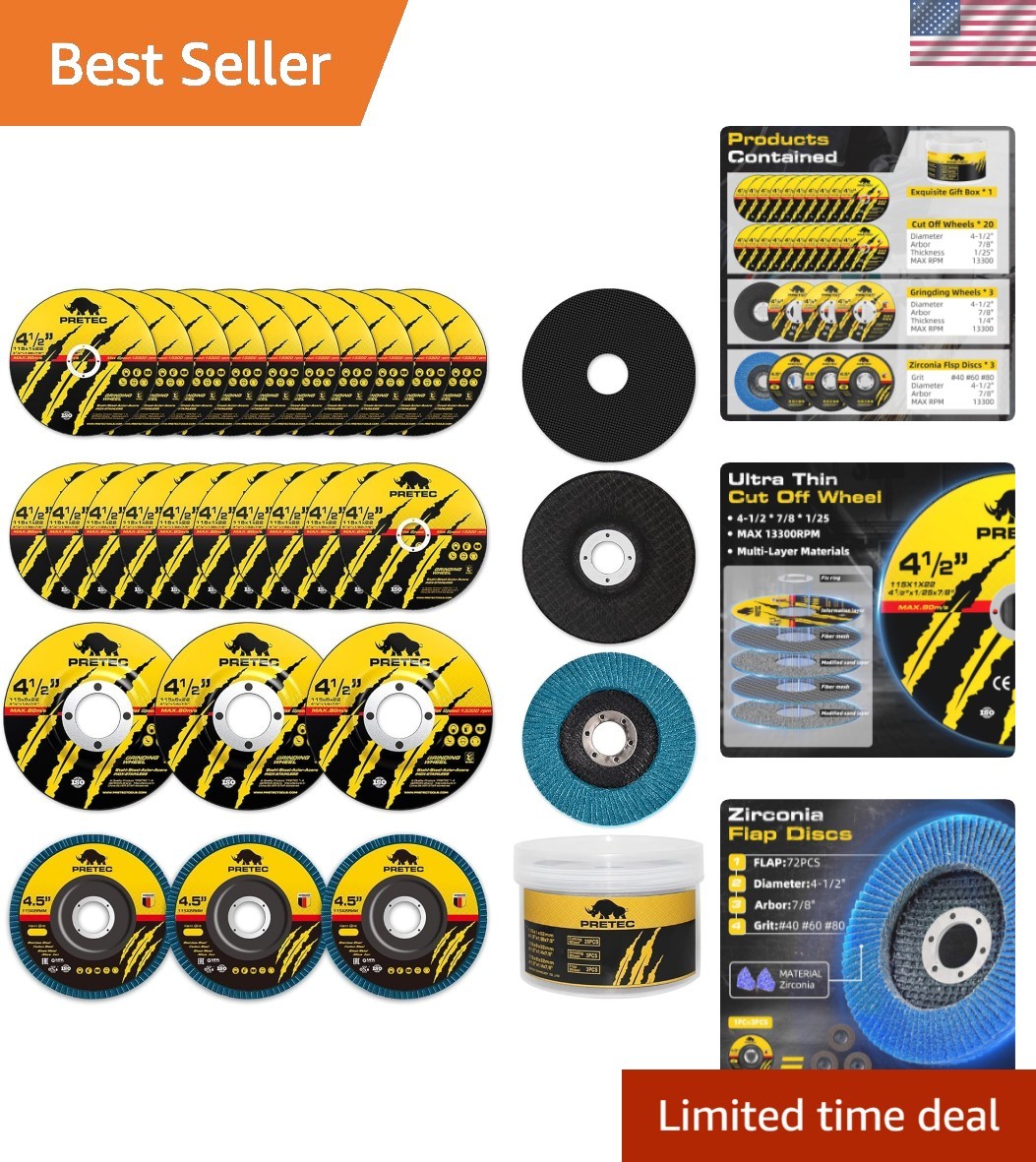 4.5 Inch Cutting & Grinding Wheel Set – 60 Grit Flap Discs Included