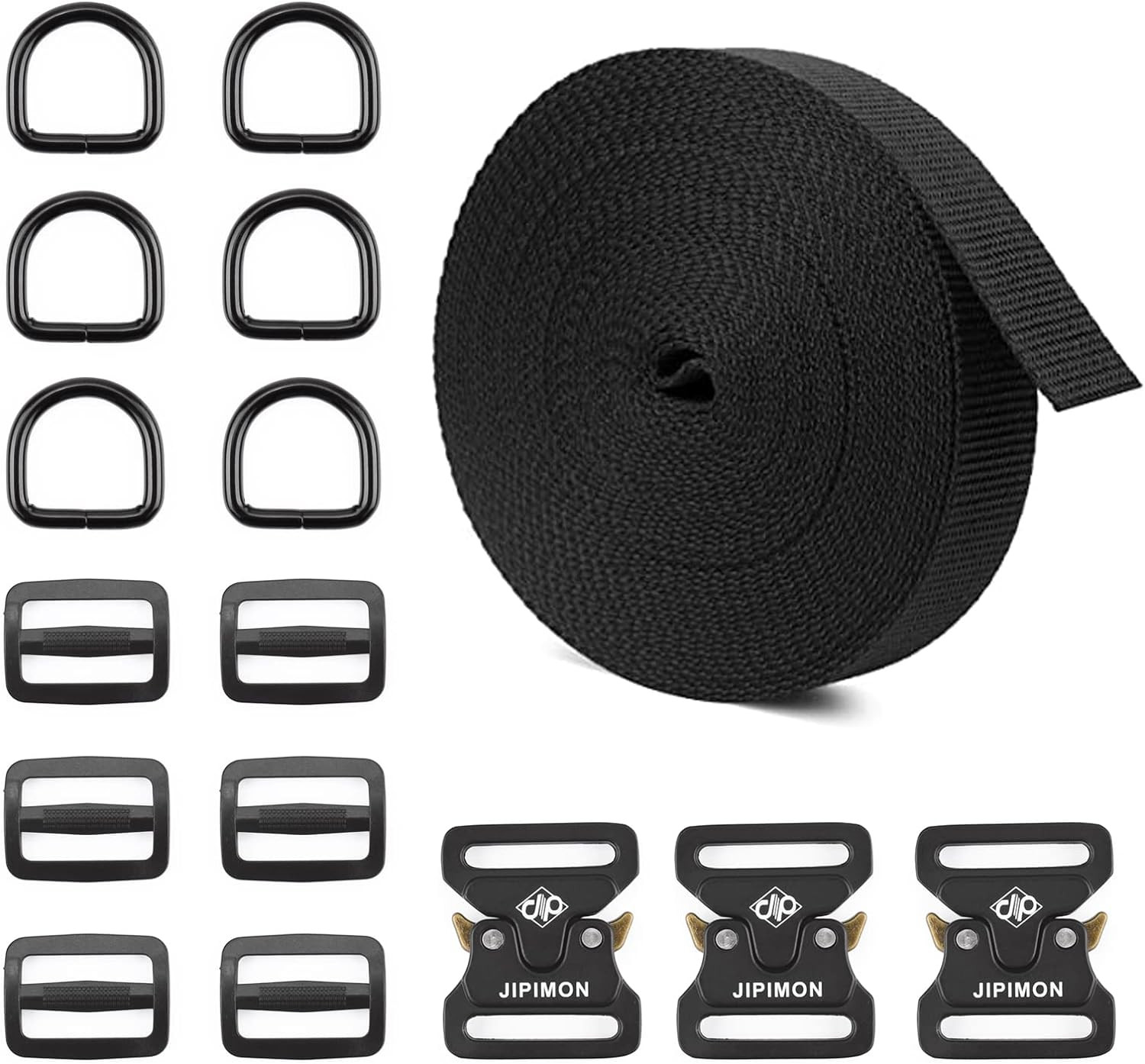 Nylon Strap, 1 Inch Webbing Nylon Strap with Heavy Duty Metal Buckles, Include