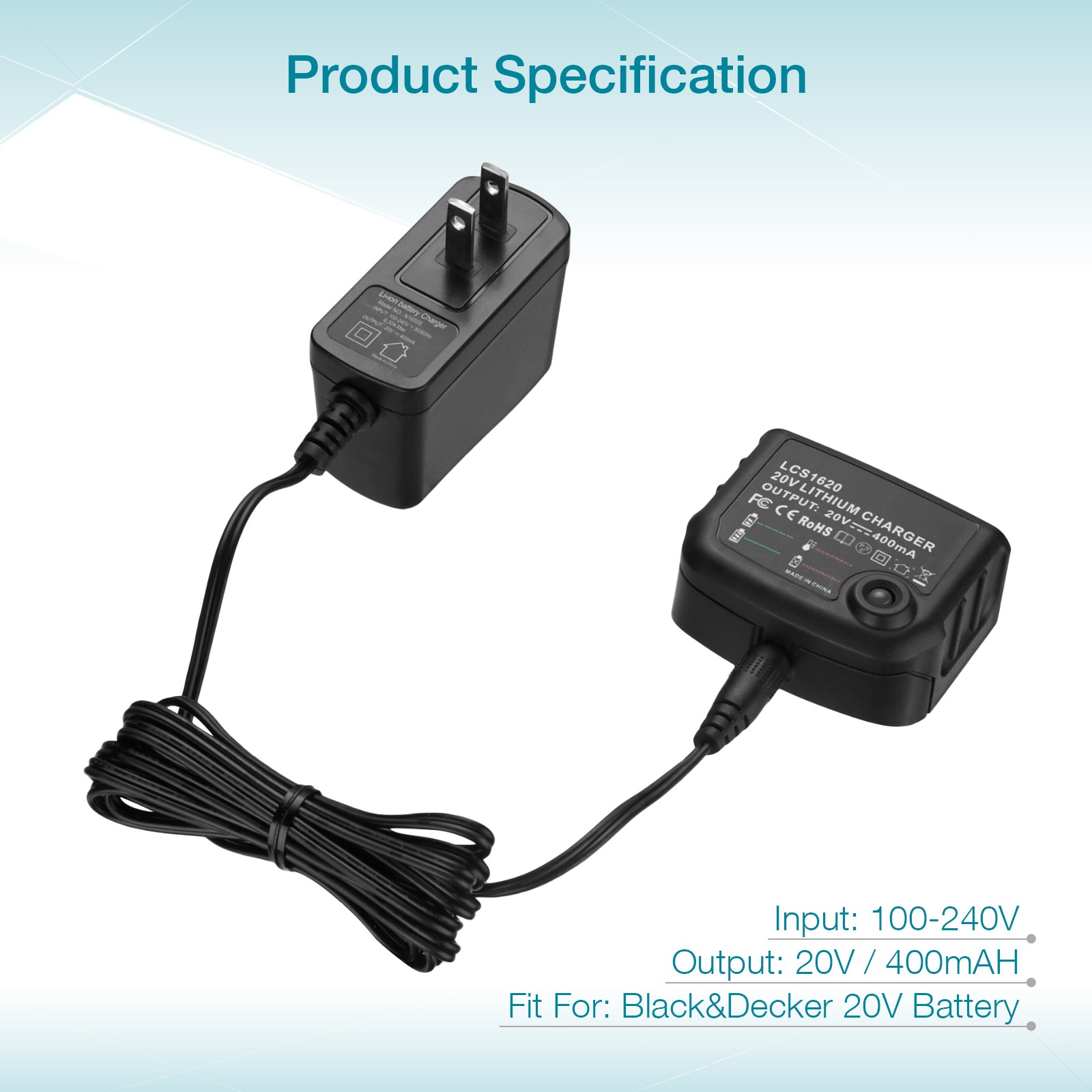 Charger for Black & Decker LCS1620 20V Lithium Battery Charger FOR LBXR20